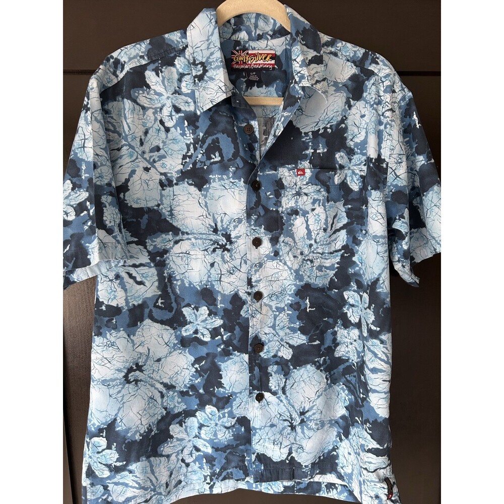 Quiksilver Waterman Collection Shirt Comfort Fit Short Sleeve Blue Sz S